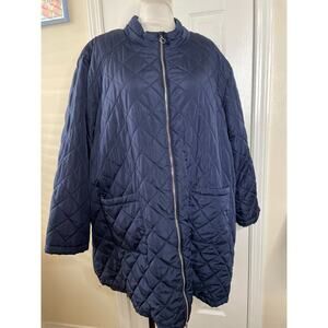 Ellos Womens Lightweight Quilted Coat Jacket Plus Size 28 Navy Blue READ DETAILS